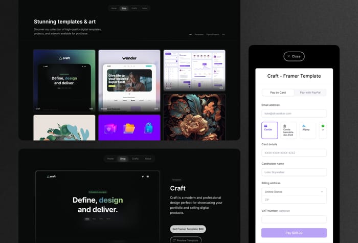 Craft — Professional Showcase Template - Craft is a modern and professional design perfect for showcasing your portfolio and selling digital products.