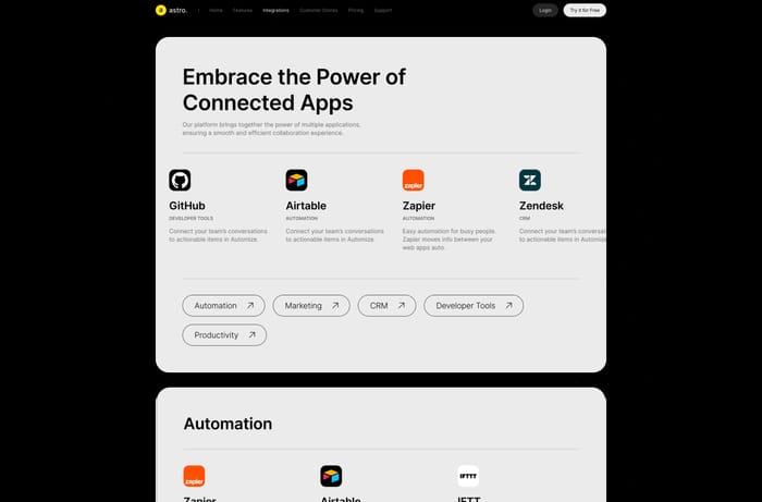 Astro — SaaS Landing Page Template - Astro, The Ultimate Framer SAAS Template, puts customization in your hands. Make a remarkable first impression, attract customers, and drive conversions. Unlock your SAAS business's full potential with Astro. Get started today.
