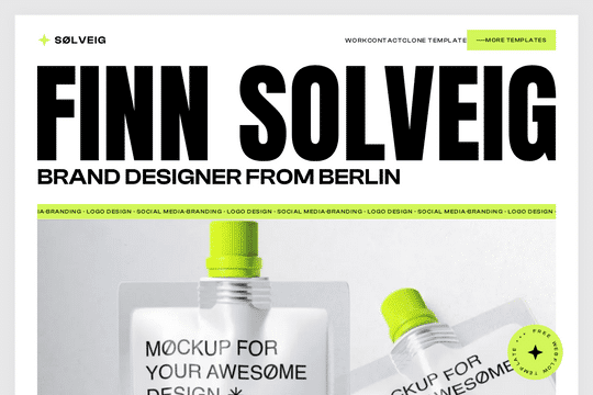 Solveig - Free Cloneable Portfolio Template - Solveig is a minimal &amp; modern FREE Portfolio Webflow Template perfectly suited for freelancers, designers, agencies or your personal portfolio.

Pages
---- 
- Home
- Work (CMS)
- Work Single (CMS)
- Contact

License
----
You can utilize this template in an unlimited number of projects, including commercial and personal projects. However, you are not permitted to resell this template, include them in a product, publish them online, or distribute them under any circumstances.