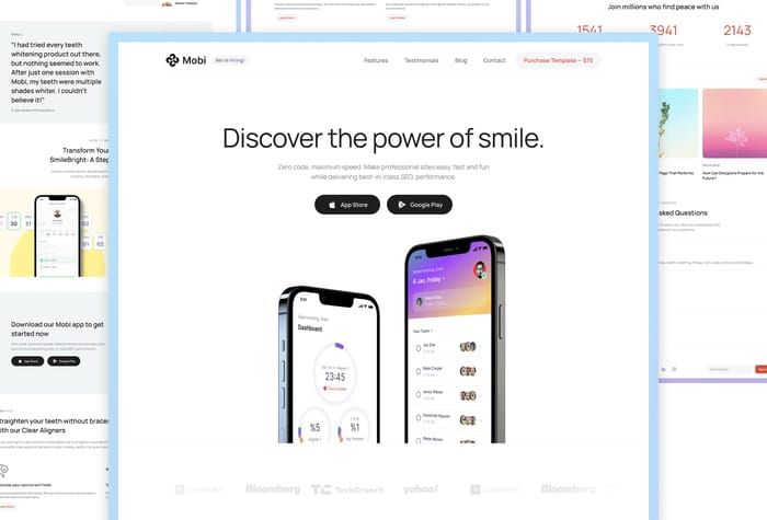 Mobi — Mobile App Landing Page - Mobi is a sleek and modern landing page template designed for mobile app owners and companies. Whether you're launching a new app or seeking to promote your existing one, Mobi is the perfect template to showcase your product's unique features and benefits.