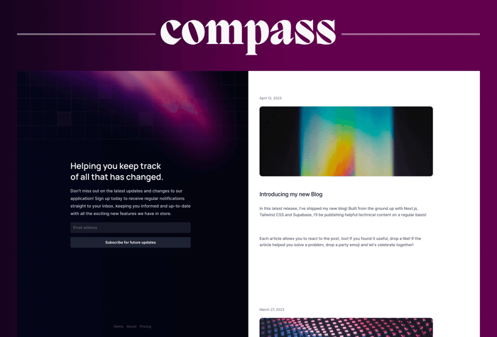 Compass — Minimal Changelog Template - If you’re looking for a way to keep track of updates to your favorite websites or applications, Compass has got you covered! This tool is a real gem - it’s simple, yet eye-catching, and totally unique.