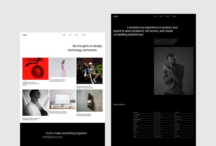 Luca — Premium Portfolio Template - Introducing Luca, a premium Framer portfolio template designed to help creatives and professionals stand out from the crowd. With its elegant and professional design, coupled with sophisticated animations and interactions, Luca is sure to make a lasting impression on any visitor.