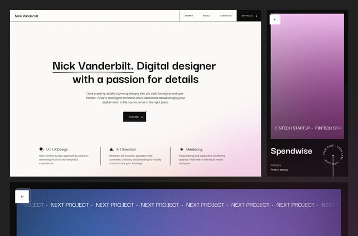 Nick Vanderbilt — Template for Creative Professions - Nick Vanderbilt is a clean &amp; stylish Portfolio Framer Template perfectly suited for all creative professions, freelancers, designers, or your personal portfolio.