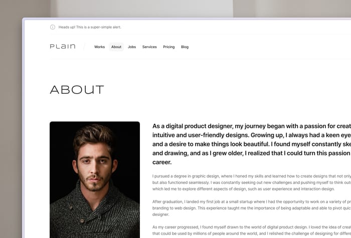 Plain — Portfolio Template - Plain offers a high-performing Framer portfolio template that allows you to present your work in a colorful, imaginative, and contemporary fashion without the hassle or high cost.
