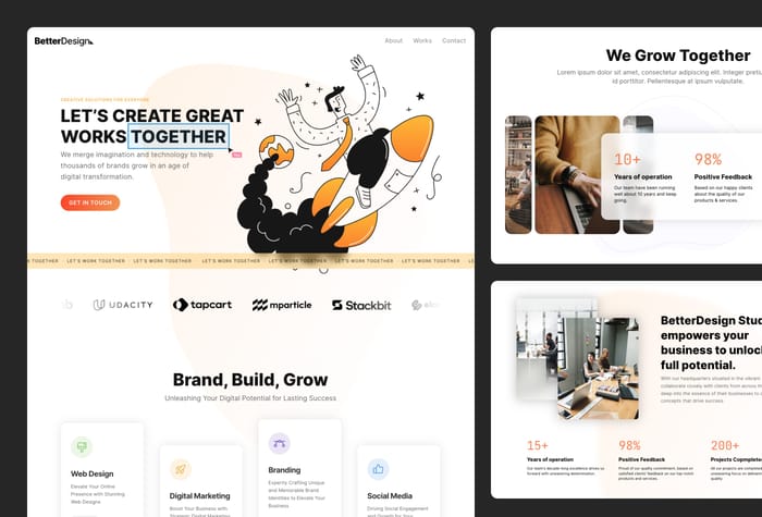 BetterDesign — Minimal Agency Template - BetterDesign is a minimalist and clean framer template suitable for digital agencies.