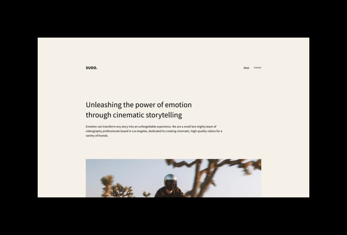 Sudo — Minimalistic portfolio for photographers - Sudo is minimalistic portfolio template for photographers, design studios and creative people. It contains parallax images, beautiful typography and the background color can be easily changed