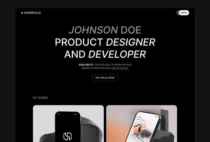 Superfolio — Portfolio site for individuals and Agencies - Superfolio is a Portfolio site for individuals and Agency, they can share their work in clean and modern website.
