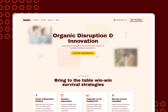 Adobo - Marketing Landing Page - One page fully responsive marketing landing page. Free to clone! Feedback is welcome and appreciated.

Uses Google Fonts, Fontawesome Icons, and stock images from Unsplash.