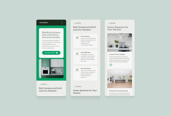 GreenStone — Building &amp; Interior Design Website - GreenStone is a Framer template for service-based businesses within the construction, house building, and interior design industries. This template was made by Bunny Hop Creatives.