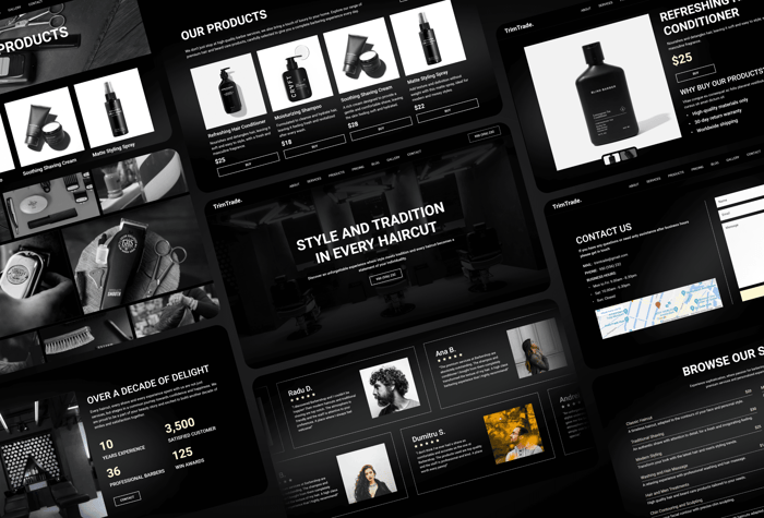 TrimTrade — E-commerce and Barbershop Template - Welcome to TrimTrade - Framer Template, a versatile and innovative solution suitable for both e-commerce spaces and barbershops! Inspired by industry best practices and equipped with state-of-the-art features, TrimTrade helps you create a captivating and efficient online presence for your business.
