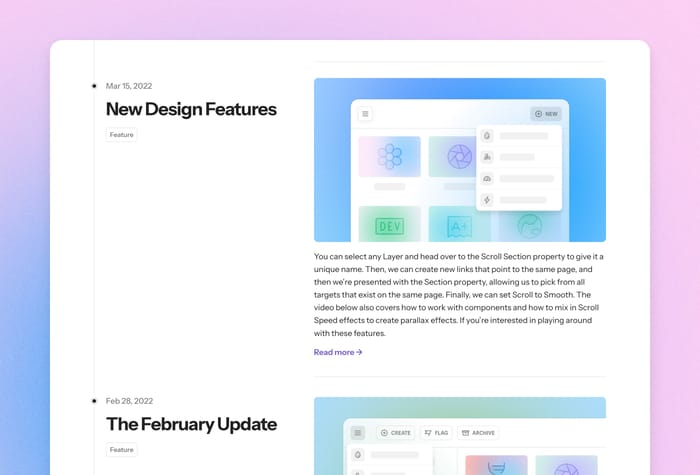 Eon — Changelog Template - Eon is a simple product changelog template that uses Framer CMS. It's perfect for businesses of all sizes that want to keep their customers informed about their products.