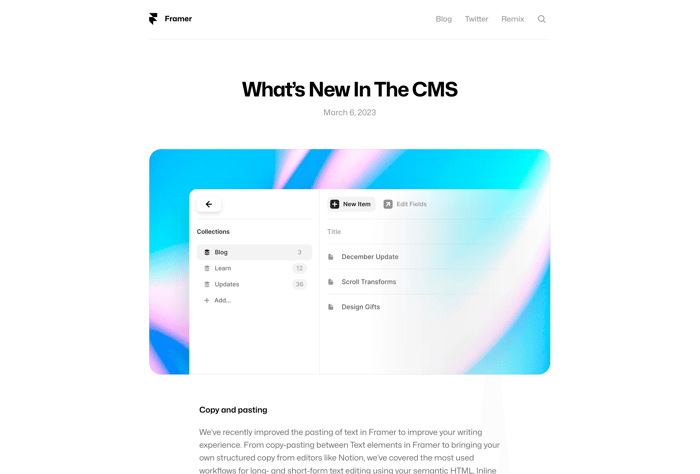 Blog — Simple Blog Website Template - This is a straightforward blog template created using the Framer CMS. It includes articles that can be discovered via Framer’s built-in search feature. Additionally, the template automatically switches between dark and light themes based on your device’s settings.