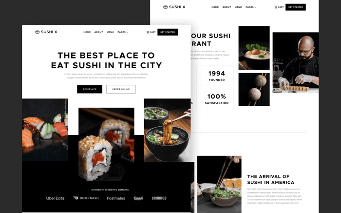 Sushi X - Restaurant Website Template - Sushi X is our ultimate sushi restaurant Webflow template designed for modern japanese sushi restaurants looking to stand-out from the rest by having a world-class website design. Get Sushi X today, and start promoting your restaurant online.
