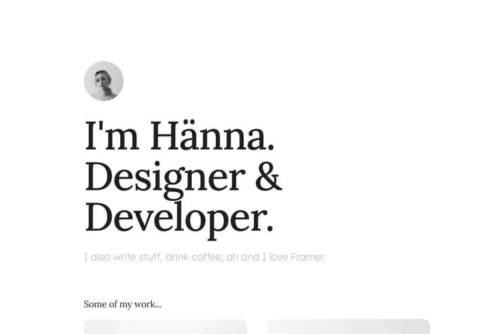 Hanna — Personal Portfolio Template - Hanna is a personal portfolio website designed for solo creators. It features clean, beautiful, and bold typography to effectively communicate your message. It is available in both dark and light mode, so your projects and articles can stand out.