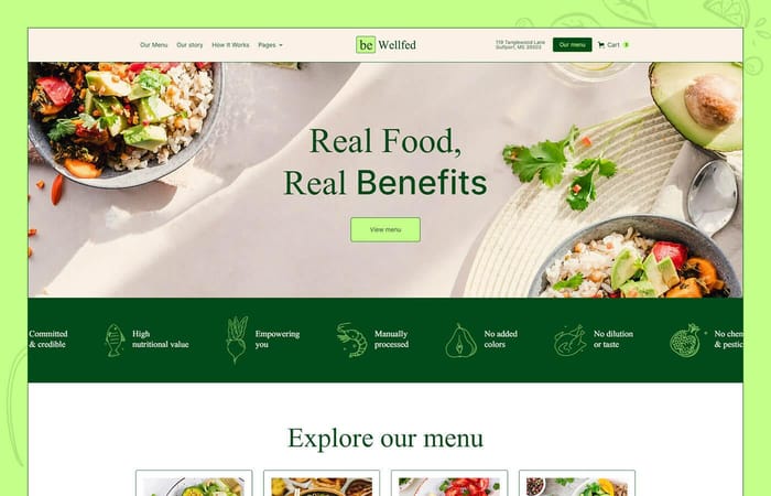 beWellfed - Food Website Template - beWellfed is a beautifully designed and carefully developed Webflow CMS and eCommerce template for food delivery companies, organic food shops, and other food-related service websites. Hit the below previews buttons to review in detail.