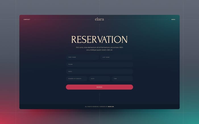 Elara - Restaurant Website Template - Elara Webflow template is highly suitable for creating websites for restaurants, bars, cafes, coffee bars, and market stalls selling food or drinks.