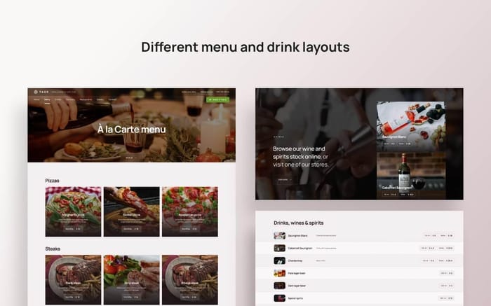 Taor - Restaurant Website Template - Taor is a modern animated Webflow CMS template with over 25 ready-made pages ideal for Restaurant, Bar, or Winery. Taor includes different UI layouts for content, menu, drinks, restaurant information, background videos, and 3D transforms.