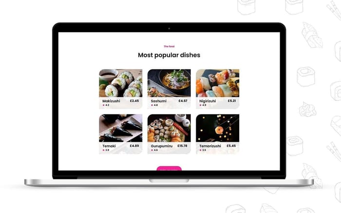 Sushii - Restaurant Website Template - A modern and easy to use Landing page for any aspiring Sushi restaurant. Featuring links to your third party ordering system, gallery of dishes and testimonial section.