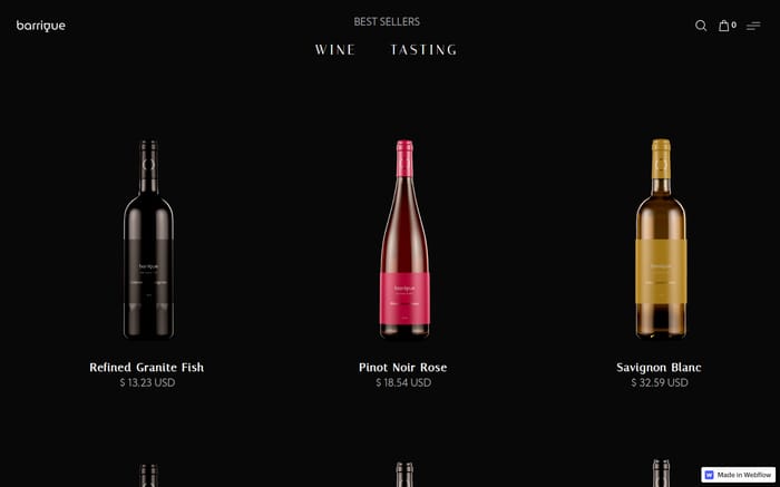 Barrique - Winery Website Template - Barrique is a Webflow Ecommerce UI KIT that comes with a multitude of carefully designed page layouts. Create your websites using the vast variety of pre-designed blocks and start your business presence online in a faster and easier way.