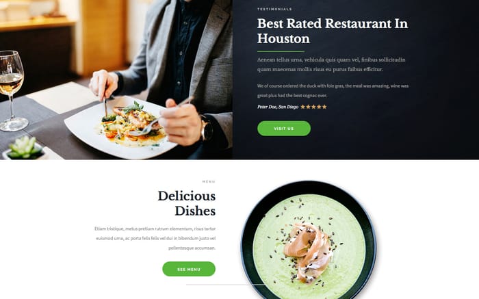 Cuisine - Restaurant Website Template - Cuisine CMS Template is an elegant yet powerful CMS and responsive Restaurant Template. Add dishes with its description, price, calories, even if it is spicy, vegan or kosher or customize the way you want. Add events, blog posts and more.