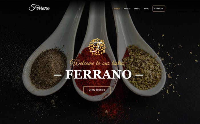 Ferrano CMS - Restaurant Website Template - Ferrano is a responsive powerful CMS Restaurant template that lets you present menus, blogging functionality, contact form, price and much more. Designed to give all the options you may need for a modern restaurant site. 