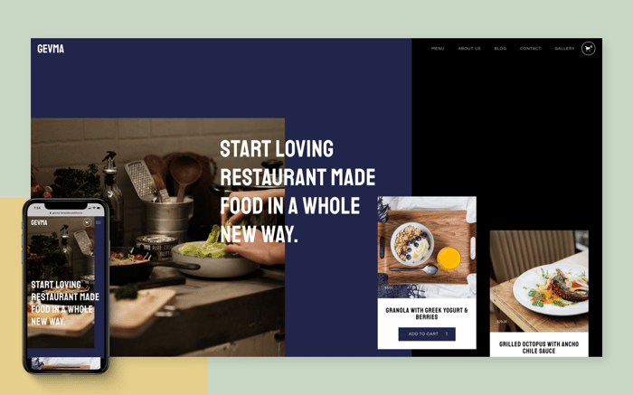 Gevma - Restaurant Website Template - Unique Template that will help you create a clean and responsive Ecommerce store in minutes. Perfect for Restaurants, Prepared Meals, Organic Vegetables &amp; Food related products.