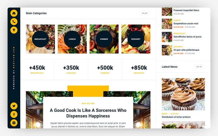 Grilla - Food Website Template - Meet Grilla - The perfect Webflow template to get your newest grill, pub, restaurant, bar, cafe, coffee shop, or food delivery website up and running in no time.