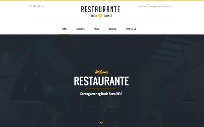 Restaurante - Restaurant Website Template - This beautiful yet simple and very practical template is ideal for Restaurants, Cafes and Bars. Featuring a One Page design style, it'll allow your clients to know everything about your business in only one page, without the distracting need of jumping to another page in the site. Restaurante Template is the perfect fit for your business!