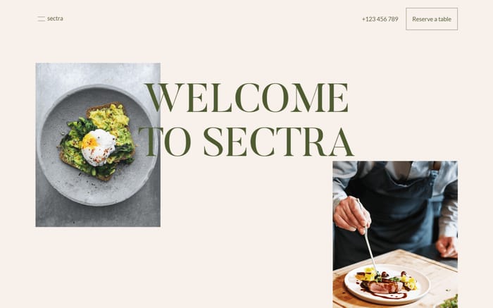 Sectra - Restaurant Website Template - Introducing Sectra, an elegant and professional template for restaurants. With a distinctive clean and modern feel, handpicked colors and fonts, Sectra is easy to use, responsive, and blazing-fast on every device.