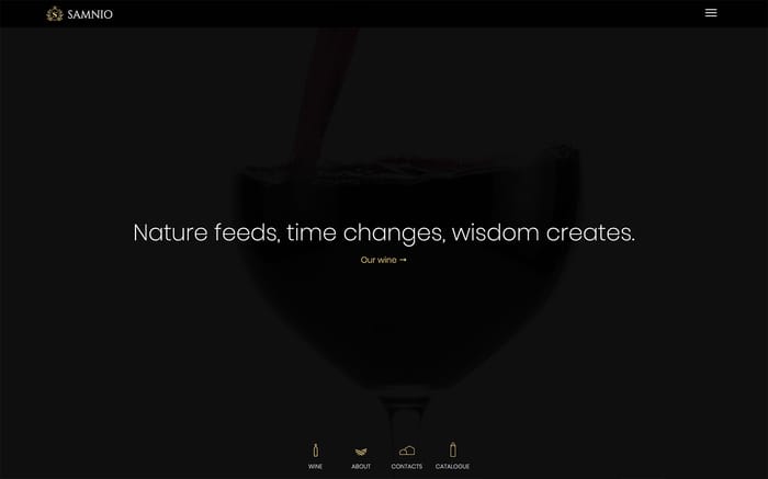 Samnio - Winery Website Template - Samnio is a fashionable website that comes with 4 variations of layouts, blog and catalogue sections, and CMS functionality.