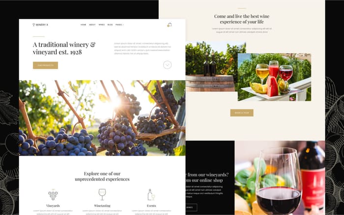 Winery X - Winery Website Template - Presenting Winery X, our top notch winery and vineyard Webflow Template. It was designed to help any wine-related business launch an amazing website as easy as 1, 2, 3. Create your website with Winery Webflow Template &amp; impress your customers today.