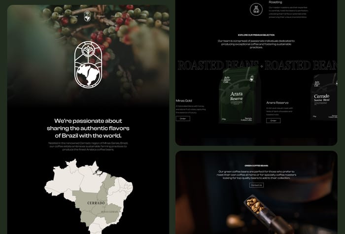 BellaMinaa — Coffee Template - Capture your coffee farm's essence with our Framer template—featuring seamless CMS integration for managing items and responsive design for a flawless experience on any device. Included: Framer project file with pre-designed components and an integrated CMS for easy updates