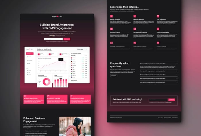 AppoText — SaaS Template - Are you looking to test a SaaS idea? The AppoText template is designed for you. It makes it easy to get people to sign up and demonstrate what your SaaS idea solves. Gather sign-ups for your waiting list to gauge interest in your SaaS.