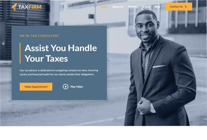 TaxFirm — Tax &amp; Financial Consultant Website - Taxfirm Website Template is designed specifically for tax advisors and financial consultants seeking to establish a strong online presence. With its responsive and professional design, the template offers clients an intuitive platform to explore the services and expertise of your firm.