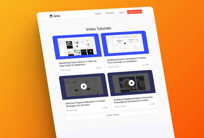 Learny — license Key Template - Unlock premium tutorials in a snap! Learny template offers seamless access with a licensing key. Powered by FramerAuth for security, it's your shortcut to an elevated educational experience.