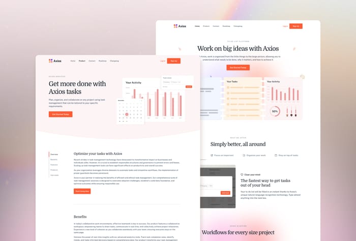 Axios — Project Management Template - Introducing Axios, the ultimate project management tool template designed to elevate your workflow efficiency. Crafted with precision and functionality in mind, Axios offers a seamless user experience for teams and individuals alike.