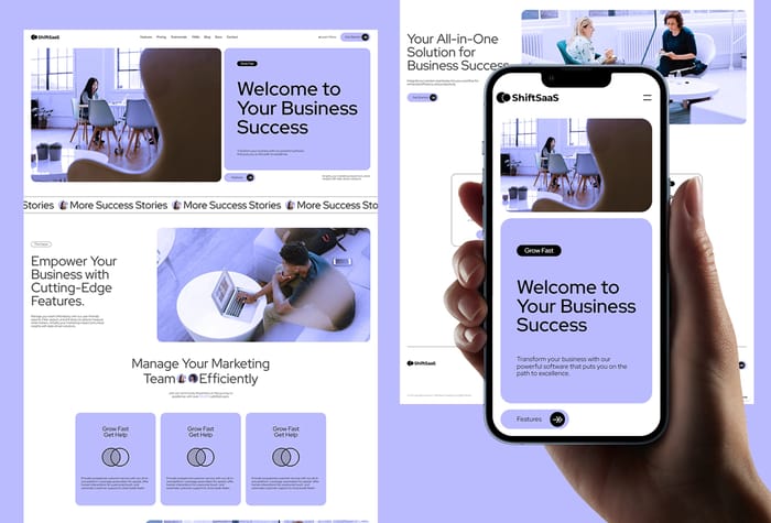ShiftSaaS — SaaS Template - ShiftSaaS: Your sleek, user-friendly template, seamlessly blending style and simplicity. Powered by a robust CMS and a no-code approach, it redefines digital excellence. Welcome to innovation at every click!