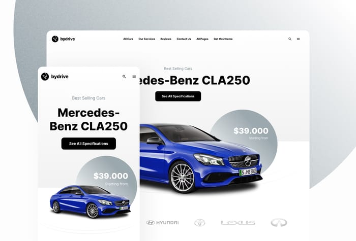 ByDrive —  Car Booking Website - Rent a car, sell a vehicle, or book a car for rent with our no-code template for Framer.