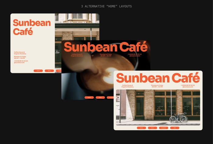 Sunbean — Coffee shop Website - Sunbean is a friendly duotone template suitable for coffee shops, restaurants, bakeries or similar businesses.