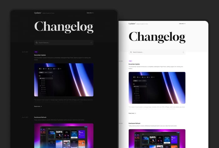 Updates — Changelog and Release Notes Template - Easily publish your software changelog and release notes. Customize the style right inside Framer. Go live in seconds.