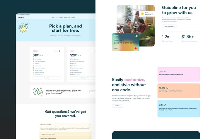 Qamarun —  Finance Template - Qamarun is a business and finance Framer template reshaping the digital presence of businesses. It offers a user-friendly platform that can help elevate your brand and effectively engage your audience. Whether you're a startup, a small business, or an financial institute this template offers the perfect platform.