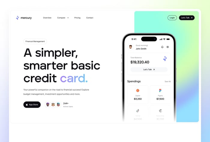 Mercury — Finance Website - Introducing Mercury, a sleek and modern Framer template crafted for app designers and developers with a focus on finance and management.