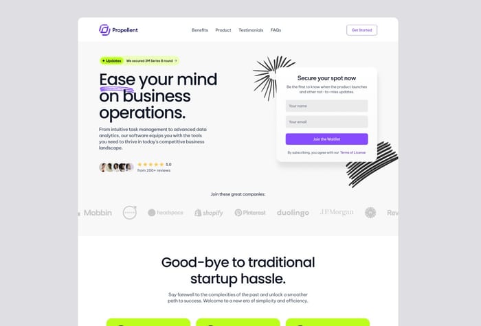 Propellent — Software Startup Website - Elevate your online presence with sleek style. Propellent is the Framer Template designed for software startups and small businesses, a ready-to-use solution to showcase your services and mark your online presence.