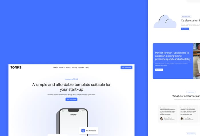TONKS — Saas Website - A responsive, clean, and minimal framer template tailor-made for kickstarting your new venture. It's the perfect fit for tech start-ups, consulting firms, and any other business you can dream up. 