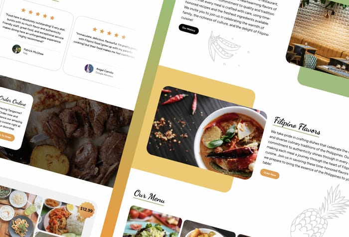 Tangerine — Restaurant Template - Tangerine is a clean and stylish restaurant template perfect for restaurants, cafes, and bars. Allow visitors to explore your menu, make reservations, and learn your story. The template comes with a CMS-driven menu for easy updates.