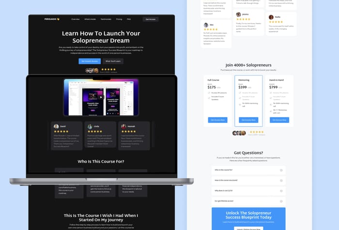 Persuadix — Saas Website - Your digital persuasion blueprint. Persuadix is the ultimate Framer sales page template for creators, digital entrepreneurs, or solopreneurs to elevate your info product or digital course sales!