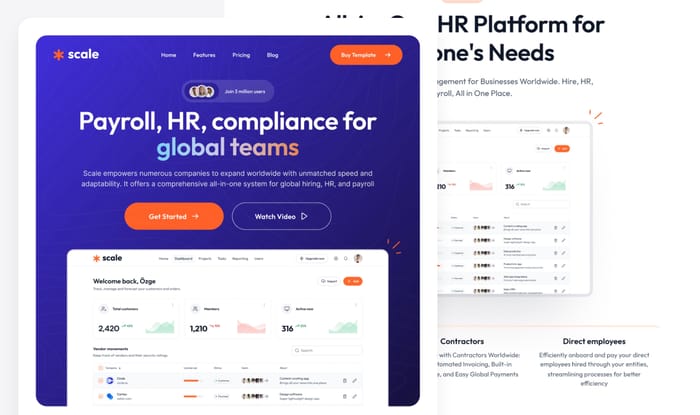 Scale — SaaS Template - Scale is a Framer template designed for SAAS apps and Payroll. Promote your product with Scale and show.