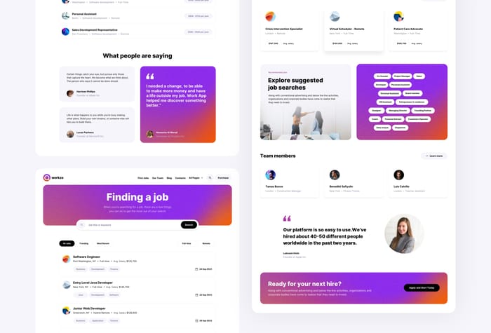 Workze — Job Board Template - Workze is a multipurpose job board template made with Framer. Post a job or find an employee with our no-code job board theme.