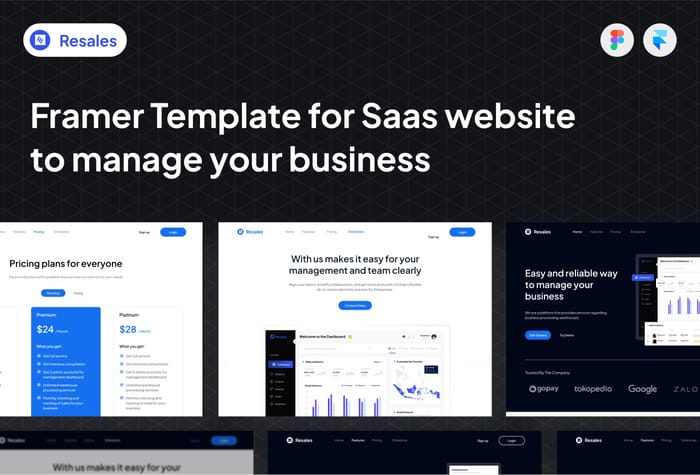 Resales — Business Website - Take your sales management to the next level with Resales, a Framer-Ready solution that's been meticulously crafted to cater specifically to your landing page needs.