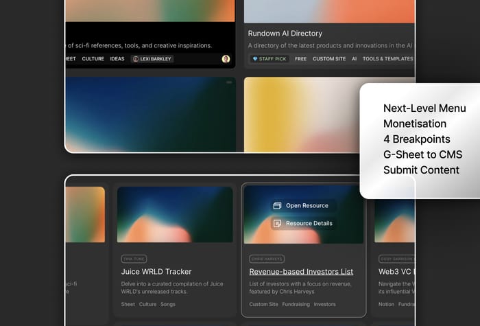 Curate —  Content Curators Website - Curators, Meet Your Platform 📚: Easily publish &amp; connect with your audience. Search, filter &amp; switch views effortlessly. Manage via Google Sheets. Relish the sleek dark mode &amp; responsive design. And, quietly generate leads with our subtle forms. Designed simple, for the sophisticated curator.
